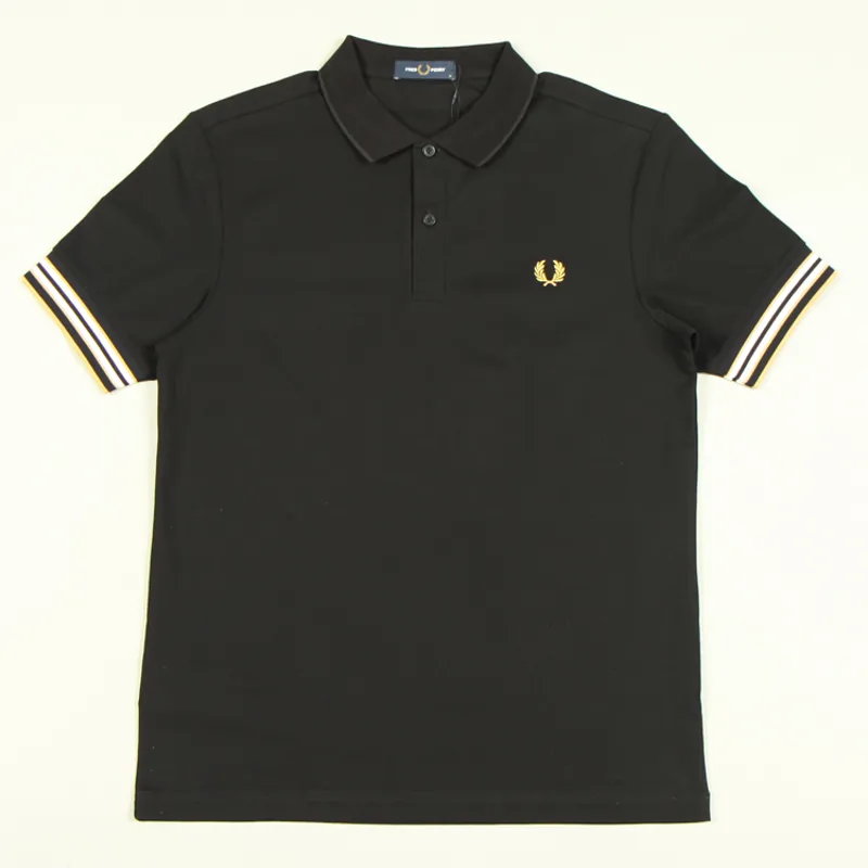 ★FRED PERRY★ Sharp tipped cuff pique shirt black coat gree Tipped Cuff Piqué T-Shirt - Black | Men's T-Shirts